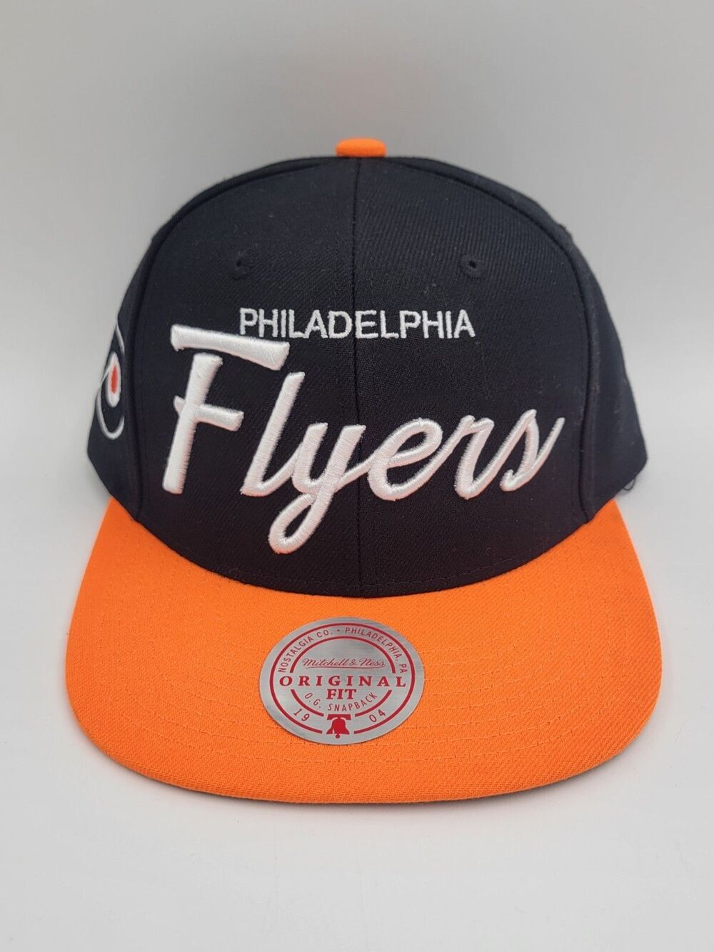 Philadelphia Flyers Mitchell & Ness Vintage NHL SCRIPT Snapback Black/Orange NWT